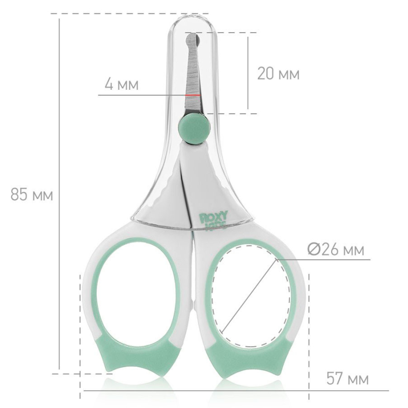 Маникюрные ножницы для новорожденных с прорезиненными ручками ROXY KIDS мятный
