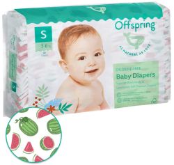 Подгузники Offspring Арбузы S 3-6 кг 48 штук