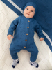Вязаный комплект Комбинезон и шапочка Luxury Baby синий 56-62