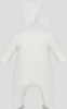 Комплект Choupette нарядный Церемония платье-комбинезон и чепчик, велюровый с кружевом, экрю 62